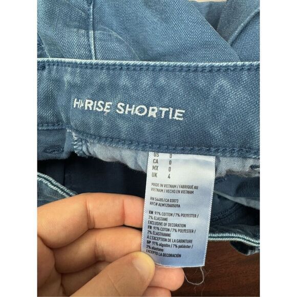 American Eagle Super Stretch Hi-Rise Shortie Blue Shorts Size 0 - Picture 4 of 5